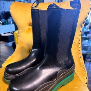 Black and Green Platform Boots